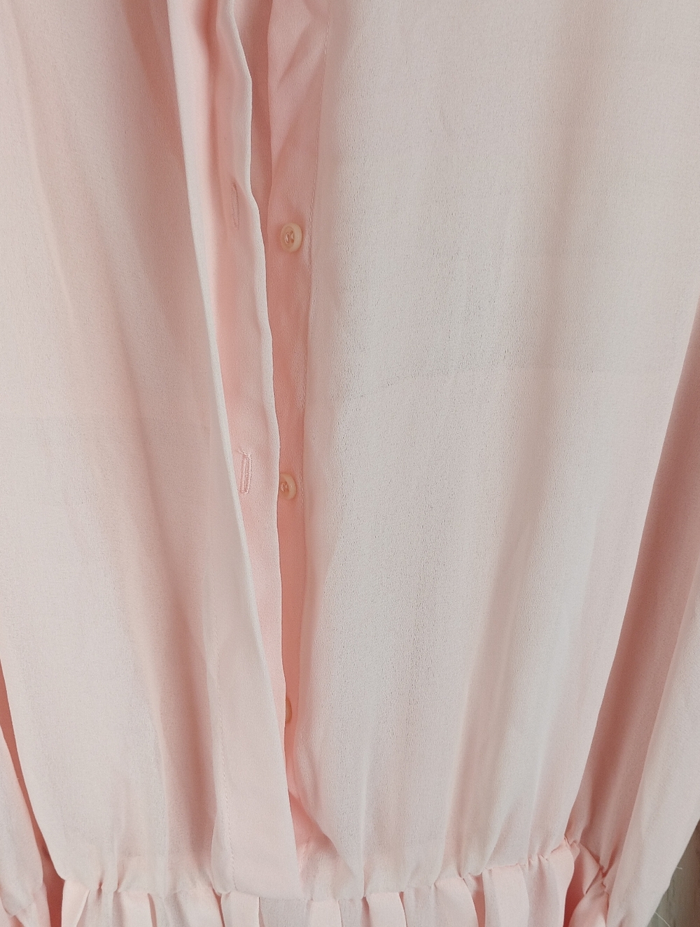 VTG Seret Dress Early 80’s 90s light pink sheer midi length sz 14 button back. - Picture 8 of 16